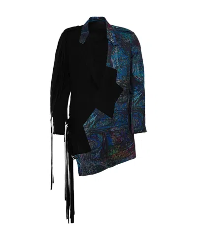 Yohji Yamamoto Spliced Design Suit Jacket In Black