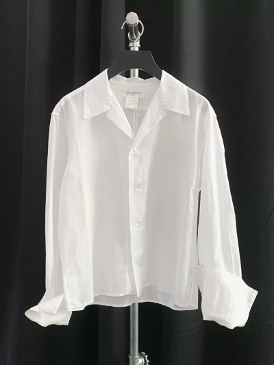Pre-owned Yohji Yamamoto Square Collar Linen White Shirt
