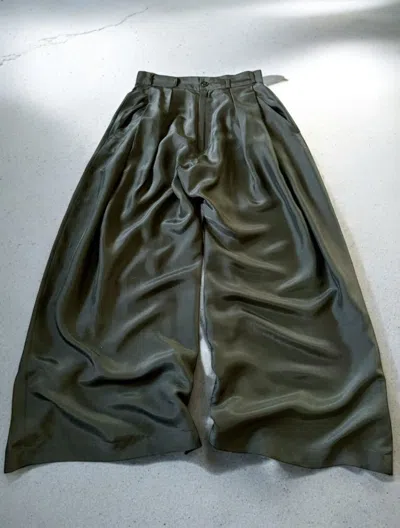 Pre-owned Yohji Yamamoto S/s 04  Wide Leg Black Pleated Silk Pants