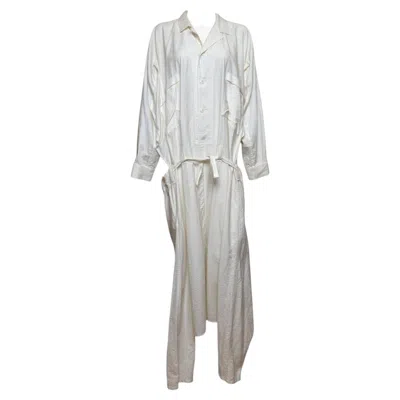 Pre-owned Yohji Yamamoto S/s 1983 Ivory Draped Oversized Overall Dress In White