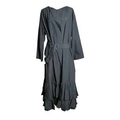 Pre-owned Yohji Yamamoto S/s 1999 Linen Frilled Coat In Black