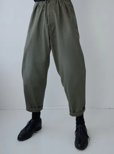Pre-owned Yohji Yamamoto Ss16 Drawstring Pants In Olive