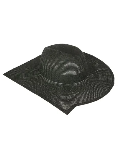 Yohji Yamamoto Stiff Brim Braided Hat In Black