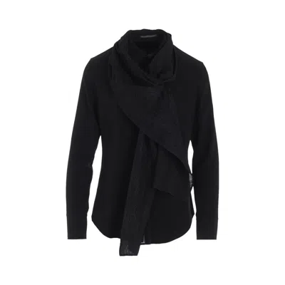 Pre-owned Yohji Yamamoto Stole Detail Blouse 'black' | Women's Size 1