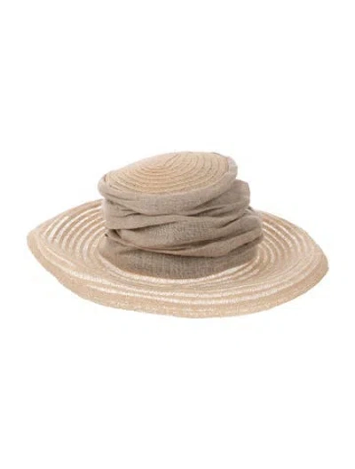 Pre-owned Yohji Yamamoto Straw Wide-brimmed Hat In Neutral