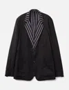 Yohji Yamamoto Stripe Lapel Blazer In Black