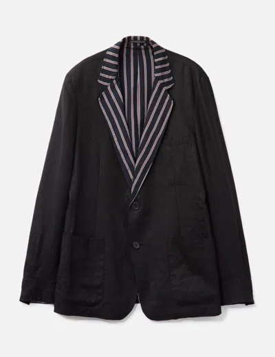 Yohji Yamamoto Stripe Lapel Blazer In Black