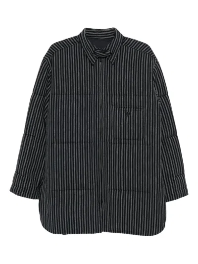 Yohji Yamamoto Stripe-printed Coat In Black