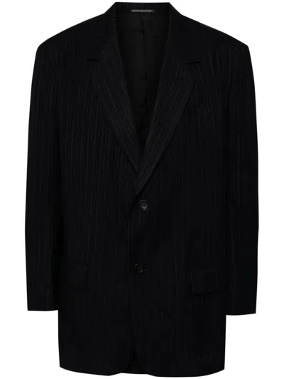 Yohji Yamamoto Striped Blazer In Black