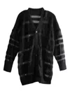 Yohji Yamamoto Striped Distressed Cardigan In Black