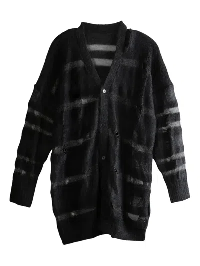 YOHJI YAMAMOTO STRIPED DISTRESSED CARDIGAN