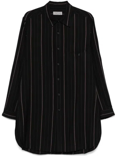 Yohji Yamamoto Striped Shirt In Schwarz