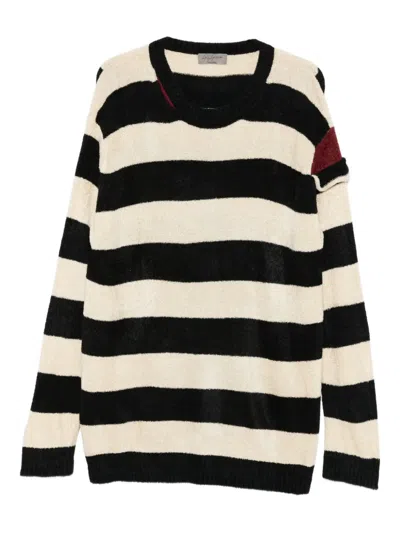 Yohji Yamamoto Striped Sweater In Black