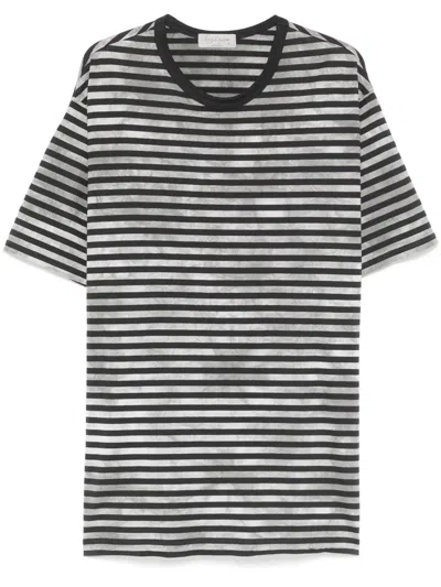 Yohji Yamamoto Striped T-shirt In Black