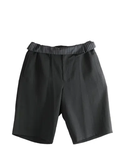 Yohji Yamamoto Striped-waistband Cropped Trousers In Blue