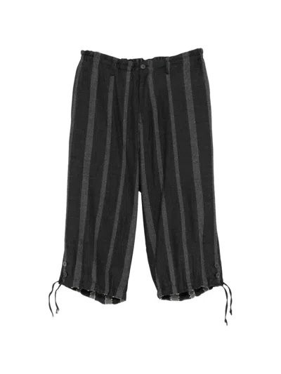 Yohji Yamamoto Stripe-pattern Wide-leg Shorts In Black