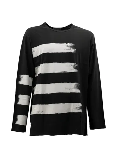 Yohji Yamamoto Stripe-print Long-sleeve T-shirt In Black