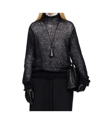 Yohji Yamamoto Summer Knitted Turtleneck Sweater In Black