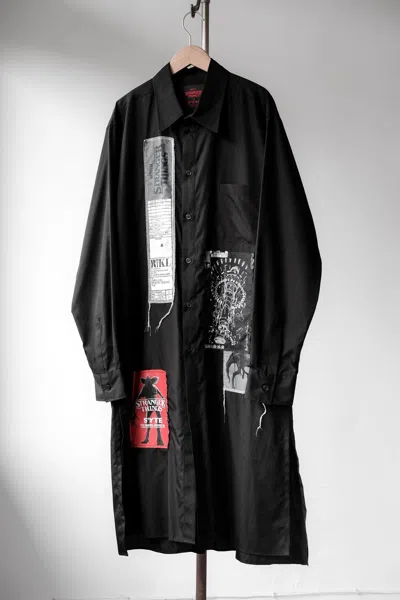Pre-owned Yohji Yamamoto S'yte X Stranger Things Omnibus Printed Patch Long Shirt In Black