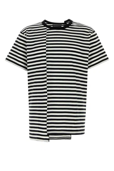 Yohji Yamamoto Cotton T Shirt Striped Round Neck In White