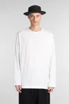 Yohji Yamamoto Drop-shoulder Long-sleeved Cotton T-shirt In White