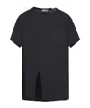 Yohji Yamamoto Black Single Jersey Slit Round Neck T-shirt In Black