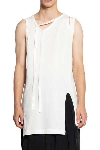 Yohji Yamamoto Canottiera Con Scollo A V Binder In White