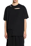 Yohji Yamamoto Black Combed Single Jersey Slit Detail T-shirt In Black