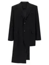 Yohji Yamamoto Asymmetrical Blazer Longline Notched Lapels In Black