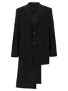 Yohji Yamamoto Asymmetrical Blazer Longline Notched Lapels In Black