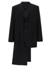 Yohji Yamamoto Asymmetrical Blazer Longline Notched Lapels In Black