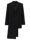 Yohji Yamamoto Asymmetrical Blazer Longline Notched Lapels In Black
