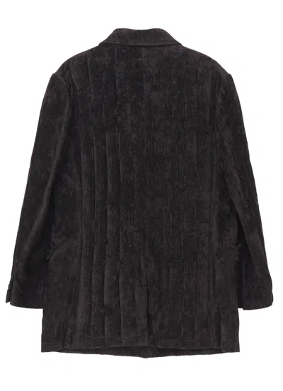 Yohji Yamamoto Tab Detail Paded Jacket In Brown