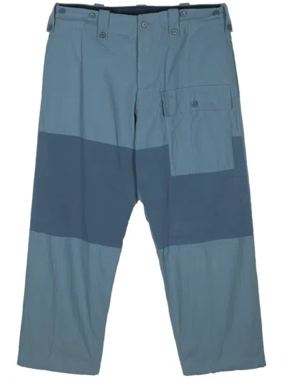 Yohji Yamamoto Tapered Cotton Cargo Trousers In Blue