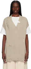 Yohji Yamamoto Taupe 7g2p Jersey V Neck Vest In 1 Beige