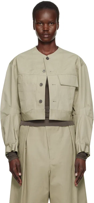 Yohji Yamamoto Taupe R-multi Pocket Jacket In Green