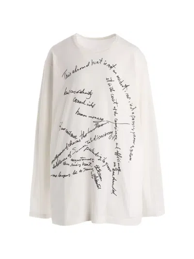 Yohji Yamamoto Text-print Long-sleeve T-shirt In White