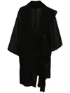 Yohji Yamamoto Textured Draped Midi Coat In Black