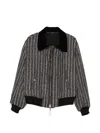 Yohji Yamamoto Three Blend Stripe-pattern Flight Jacket In Gray