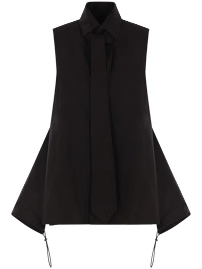 Yohji Yamamoto Tie-detail Sleeveless Shirt In Black