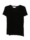Yohji Yamamoto Tie-detailing Cotton T-shirt In Black