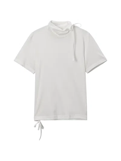 Yohji Yamamoto Tie-neck T-shirt In White