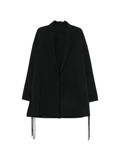 Yohji Yamamoto Tie-fastening Slit-sleeve Jacket In Black