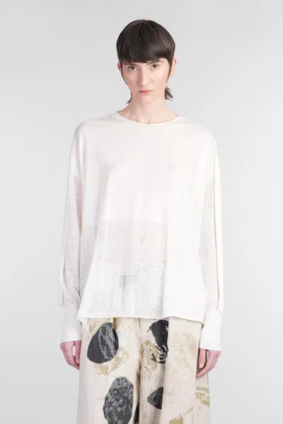 Yohji Yamamoto Topwear In Beige Wool And Polyester In White