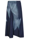 Yohji Yamamoto Triangle Gusset Denim Skirt With Light In Black