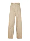 Shop Yohji Yamamoto Trousers With Asymmetric Cuts In Beige
