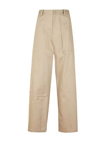 Yohji Yamamoto Trousers With Asymmetric Cuts In Beige