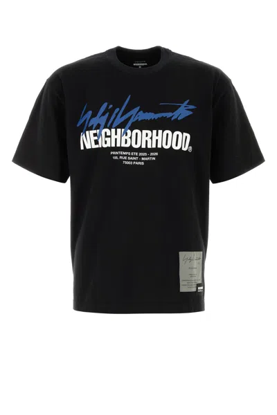 Yohji Yamamoto Cotton Neighborhood Crew Neck Graphic T-shirt In Black
