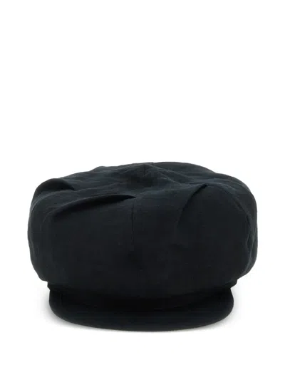 Yohji Yamamoto Soft Fabric Flat Crown Casual Cap In Black