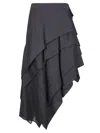 Yohji Yamamoto Tucked Stitch Design Wool Skirt In Gray